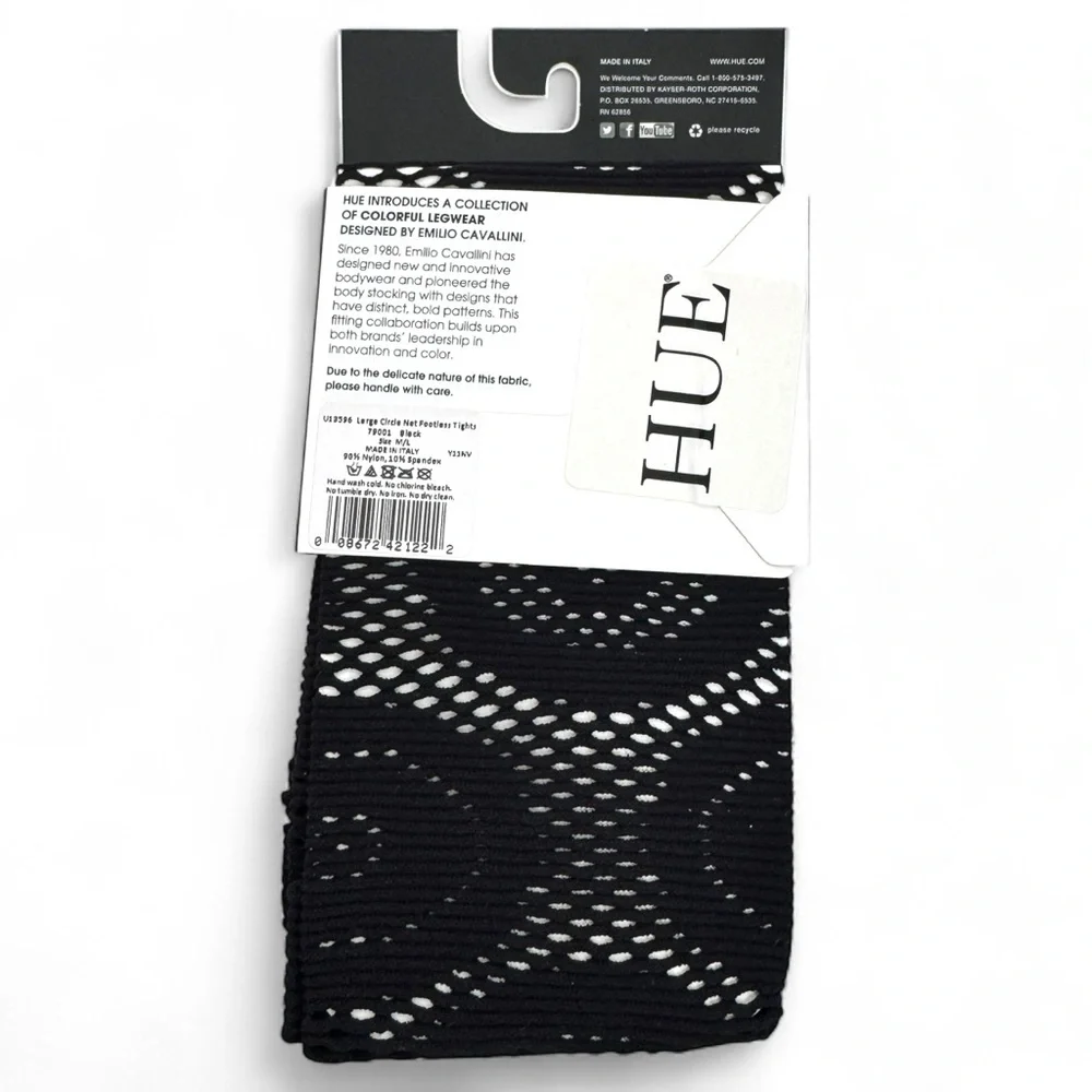 Emilio‎ Cavallini Large Circle Net Footless Tights Womens Size M/L Black